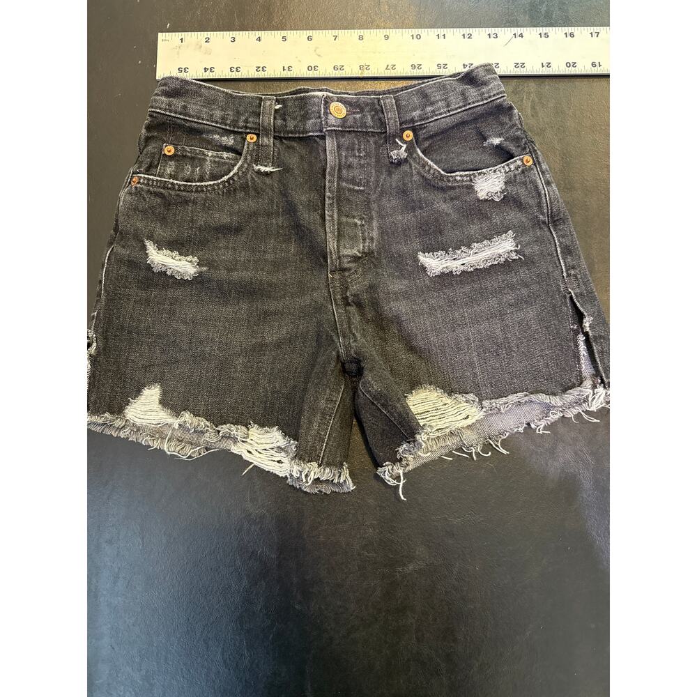 We The Free People Makai High Waisted Cut Off Denim Shorts Rocky Beach Black 25